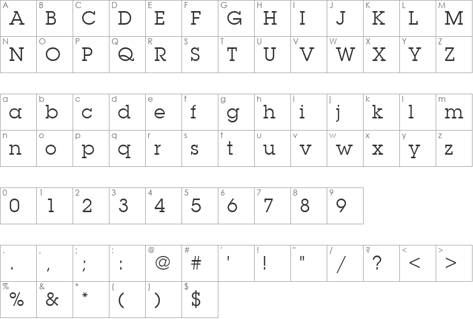 Torrent Graphic SSi font character map preview