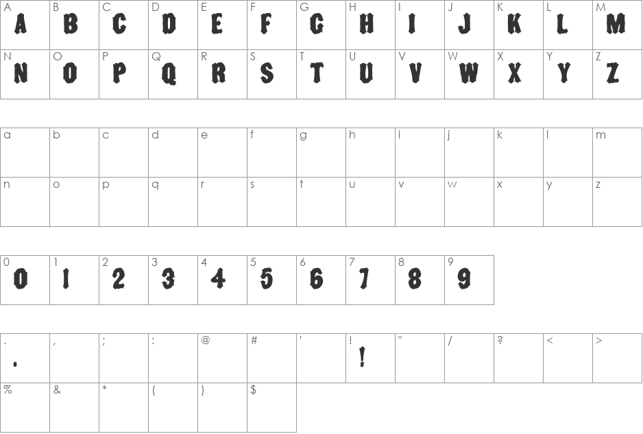 TOSCANIENNE font character map preview