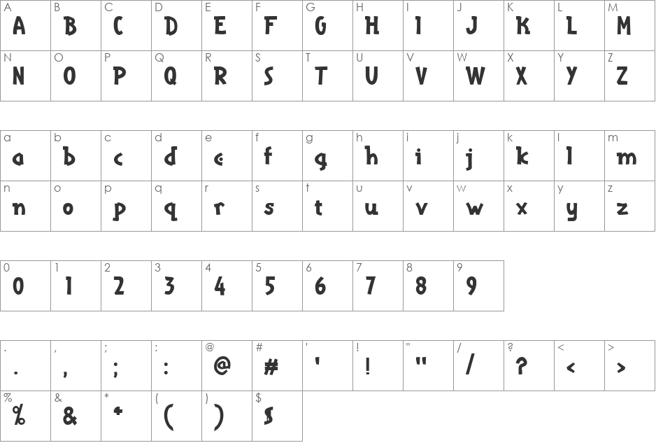 Tothepoint font character map preview