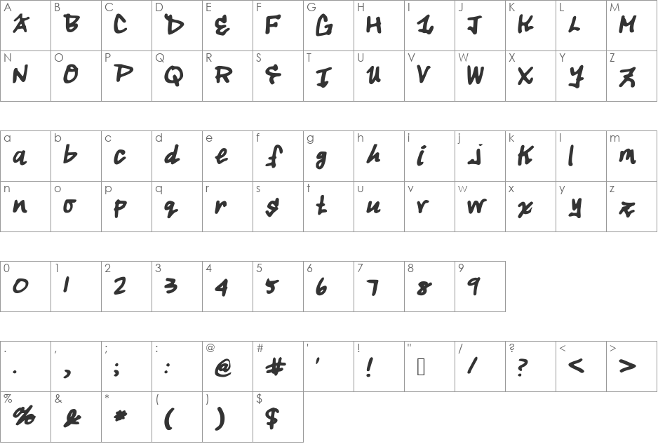 tough_dog font character map preview
