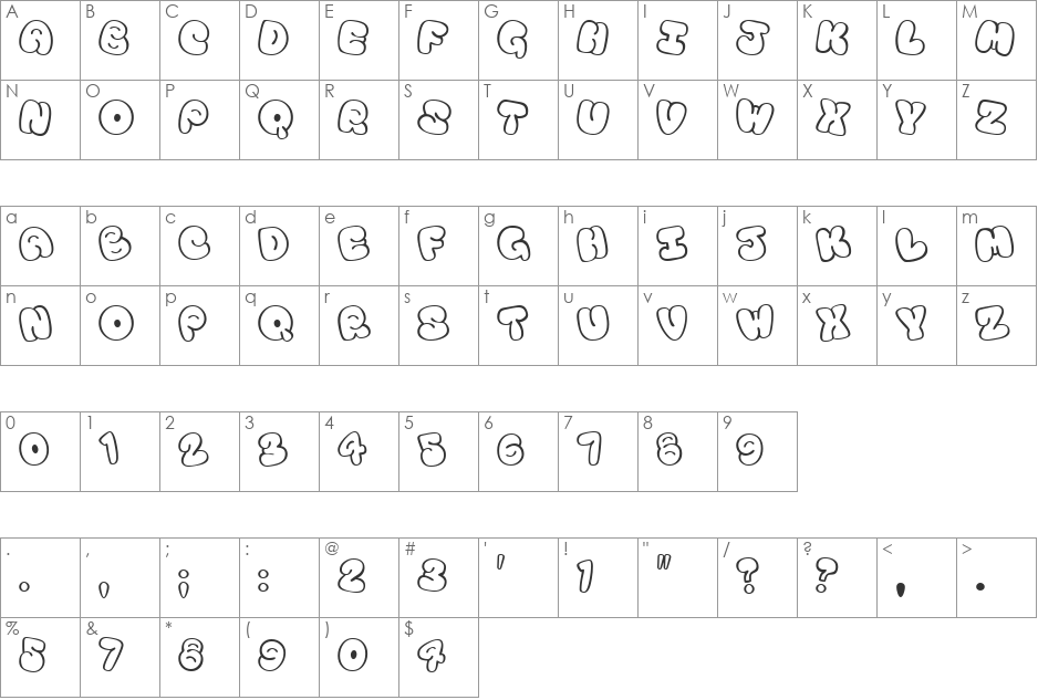 Tourist Trap font character map preview