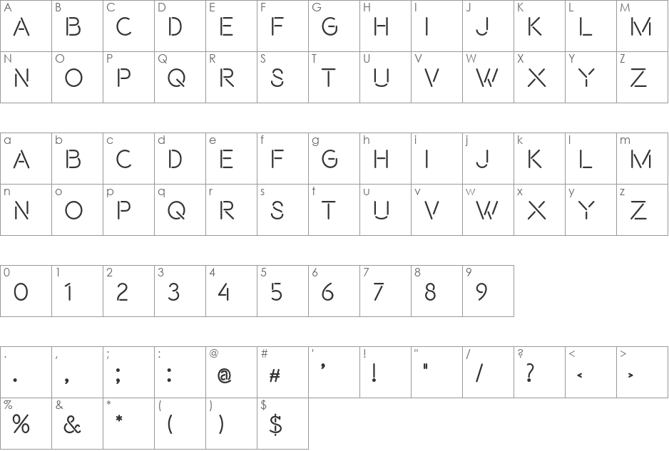 Beon font character map preview