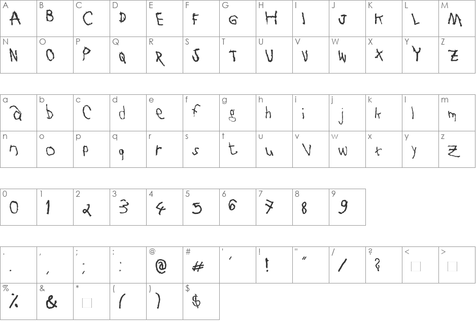 TOXIN-SPOTLESS font character map preview