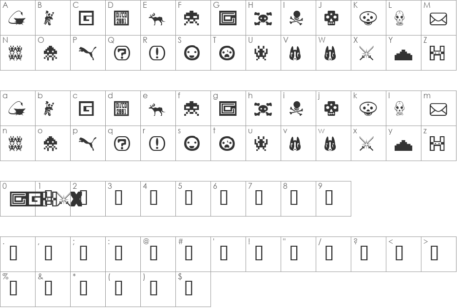 toybox font character map preview