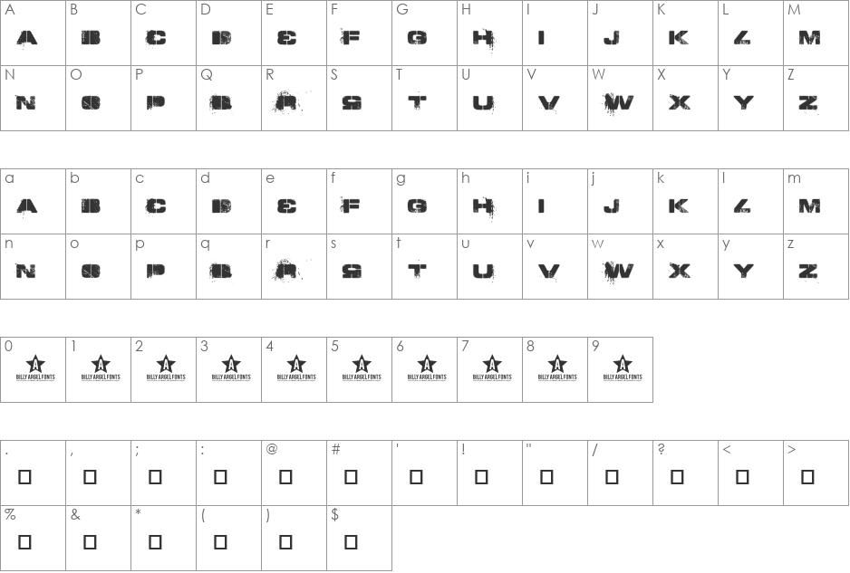 TOY_SOLDIERS font character map preview