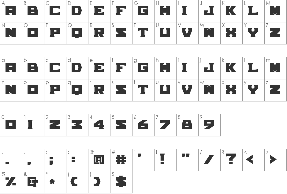 TPF Grum Mel font character map preview
