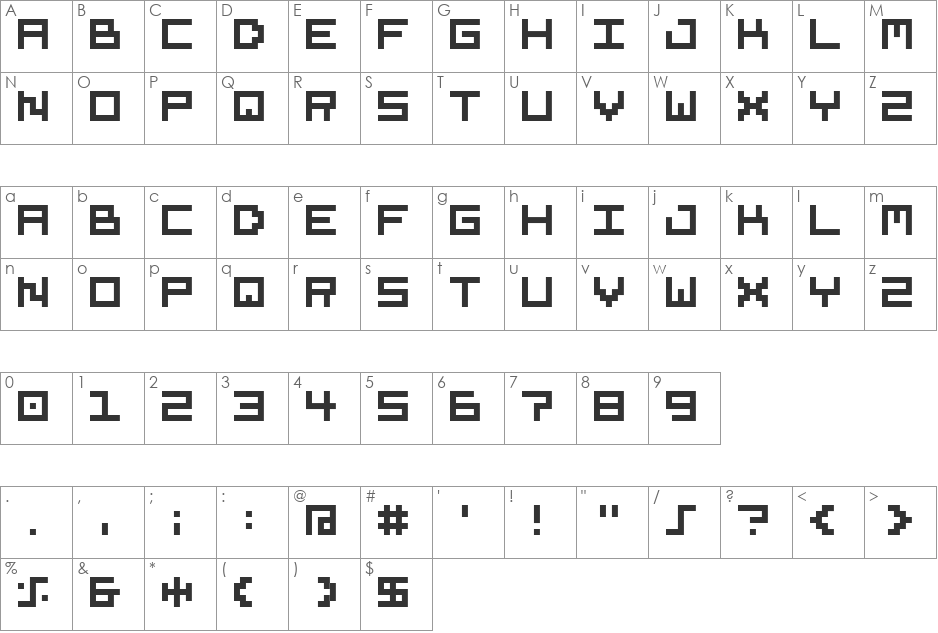 TPF Modular 3 font character map preview