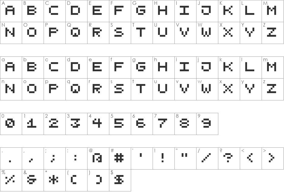 TPF Modular Symbol font character map preview