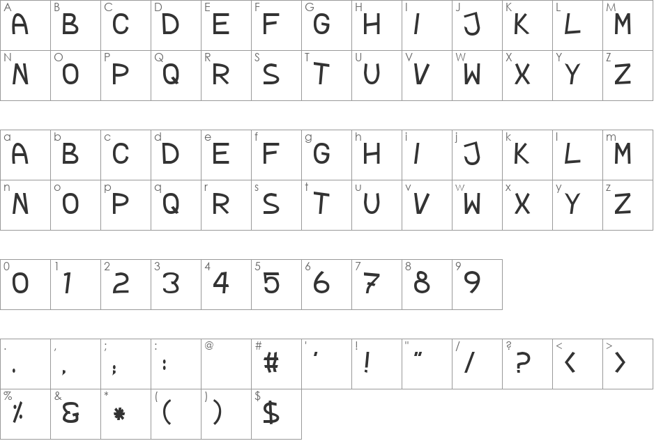 TPF Rubber Ducky font character map preview