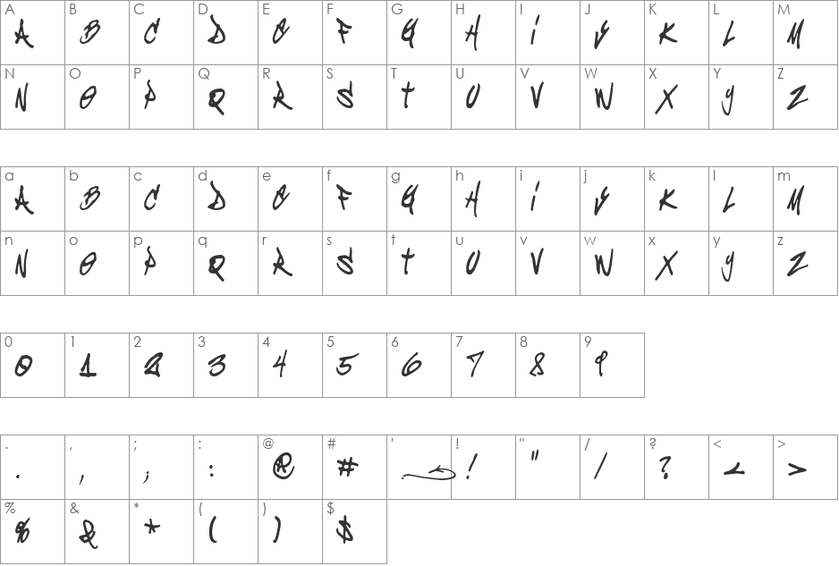 Beraka Font font character map preview