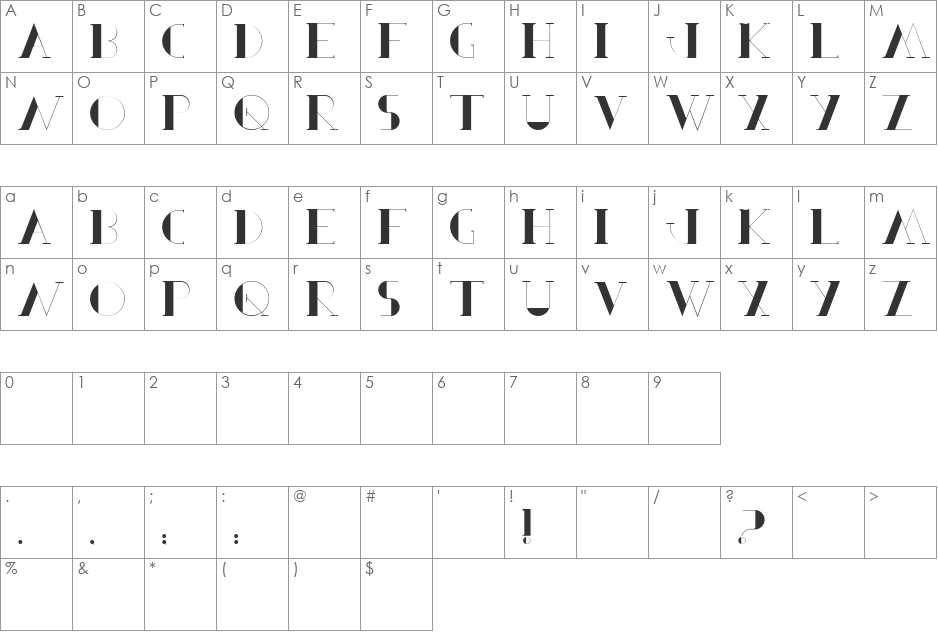 Berbel Serif font character map preview