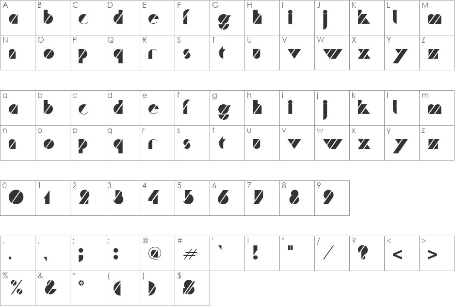 Trafalgar font character map preview