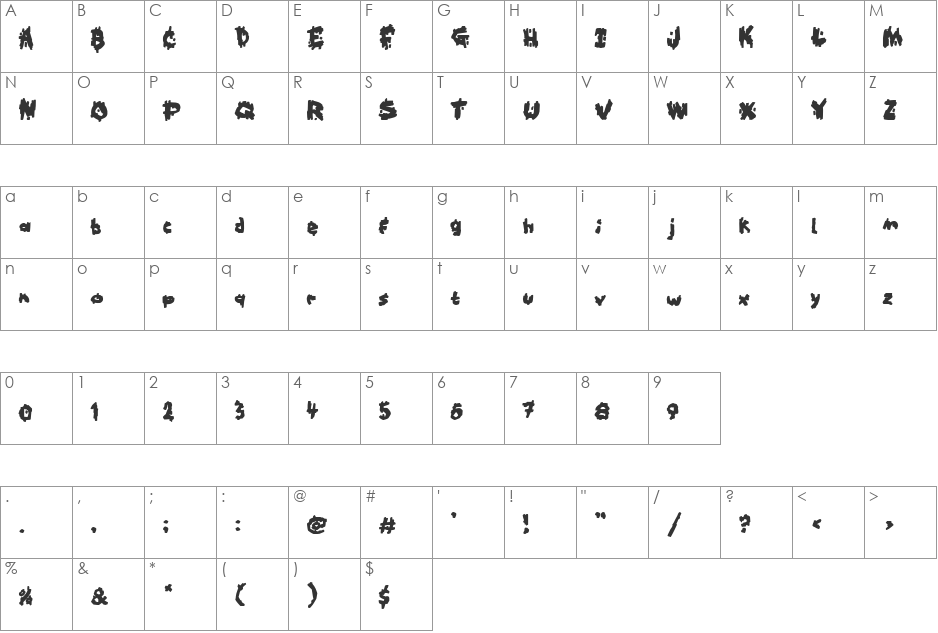 Trail Blaze font character map preview