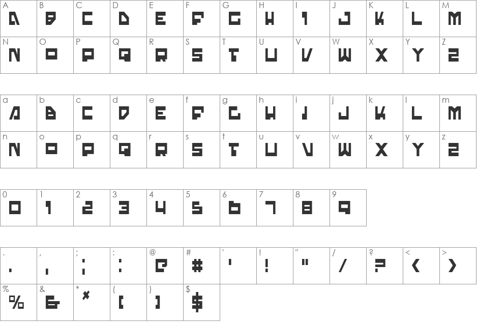 Trajia Condensed font character map preview