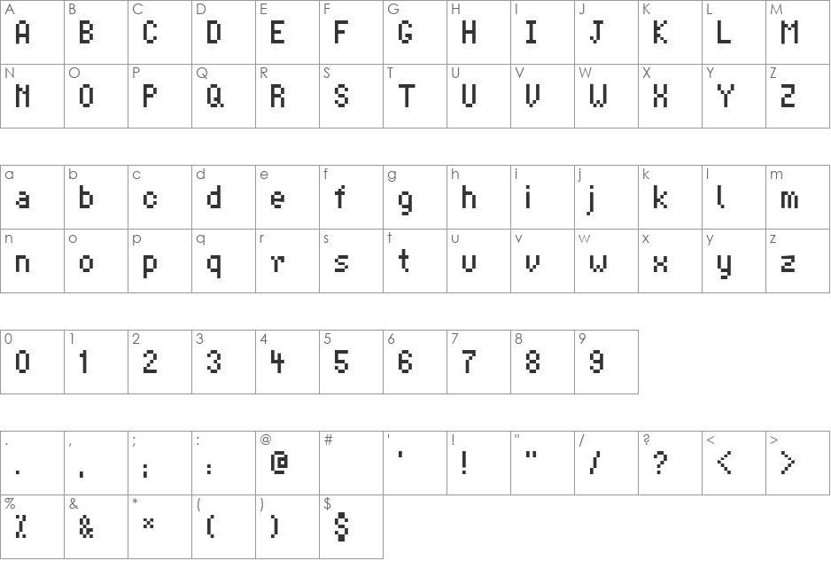 AdvoCut font character map preview