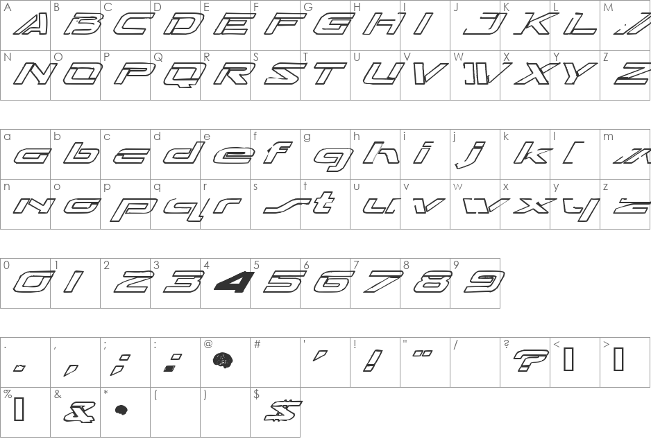Transaparent font character map preview