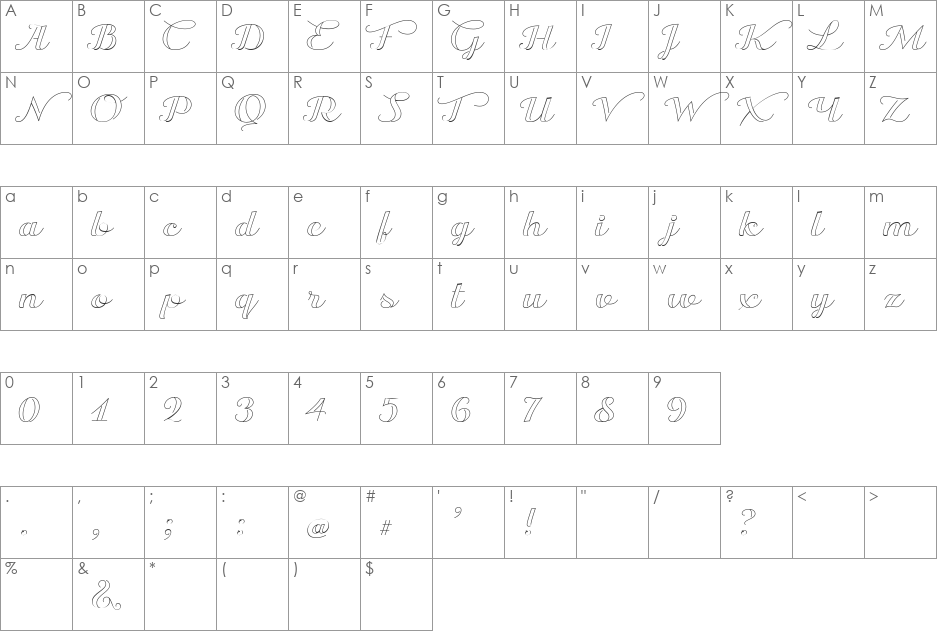 Transatlantic Cruise Demo font character map preview