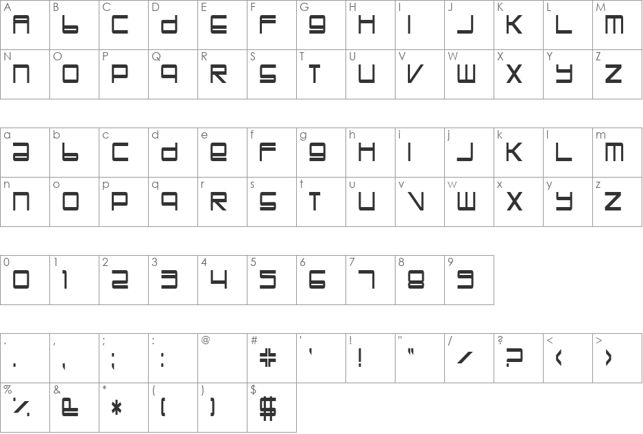 TrapperJohn font character map preview