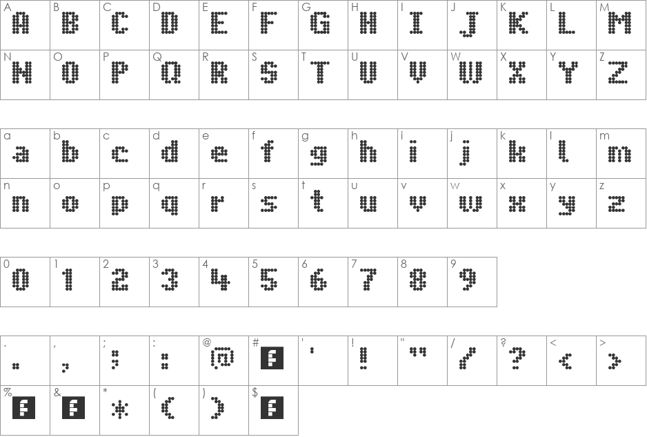 Trapwagen Klein font character map preview