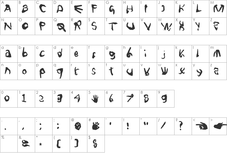 Traveling _Typewriter font character map preview