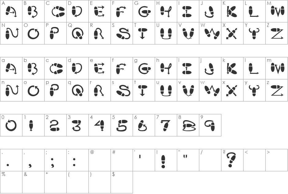 Traveller font character map preview