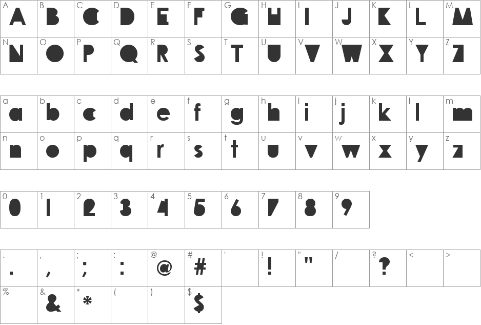 travellers font character map preview