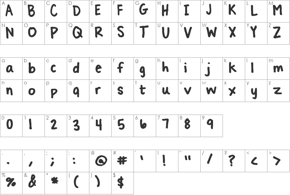 Treat Yo Self font character map preview