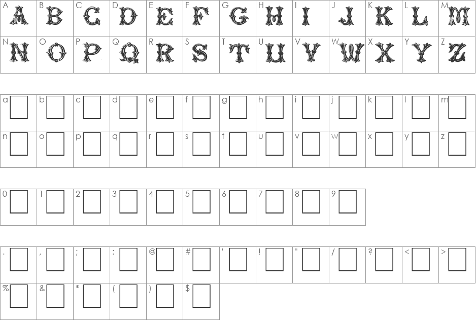 TREFOIL CAPTITALS font character map preview