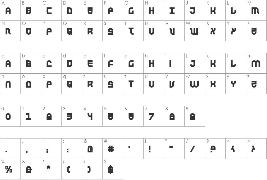 Trek Trooper Bold font character map preview