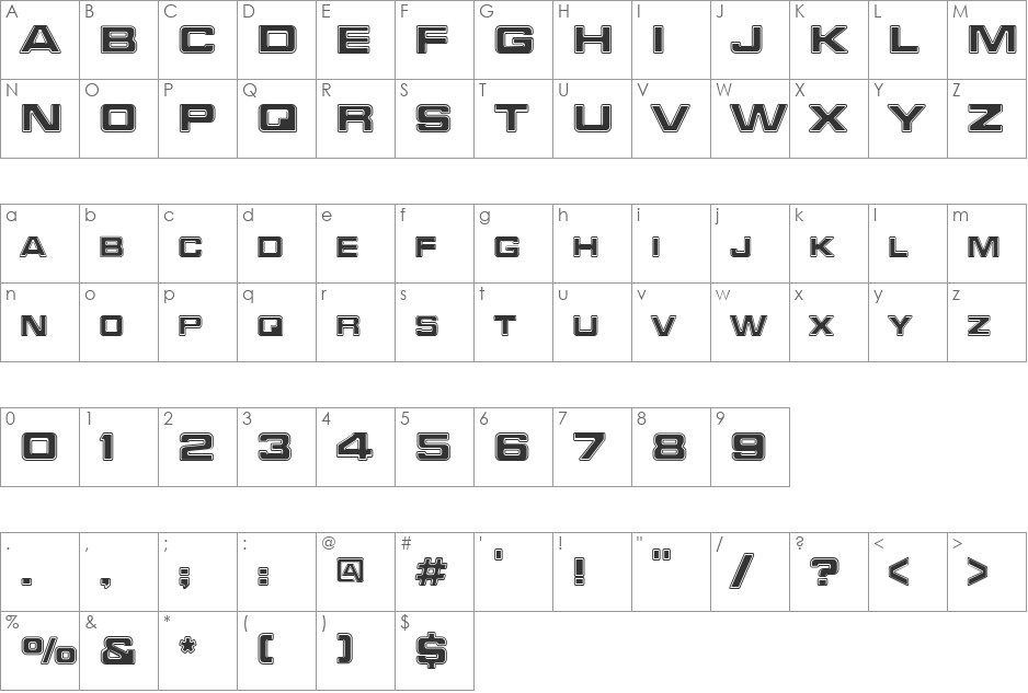 Trekker-3 font character map preview