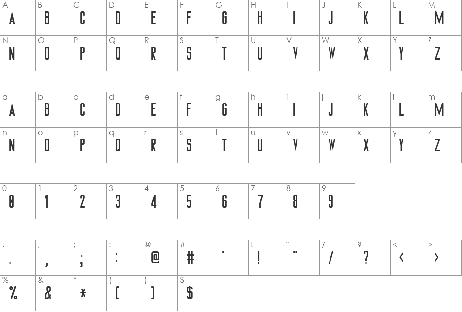 TrekMonitor font character map preview