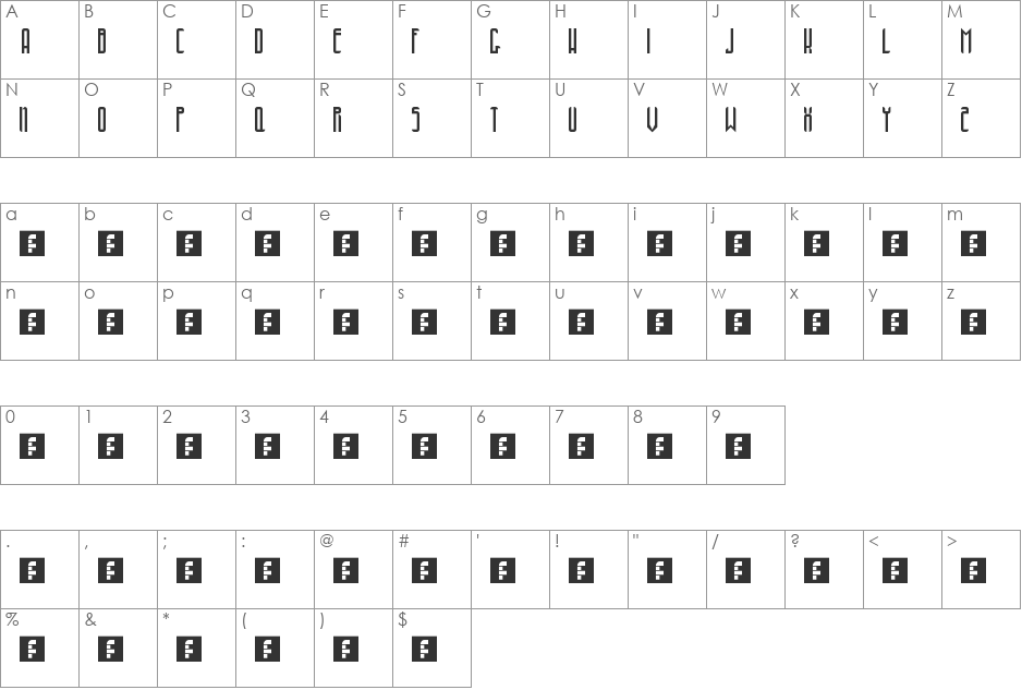 Treshpur font character map preview