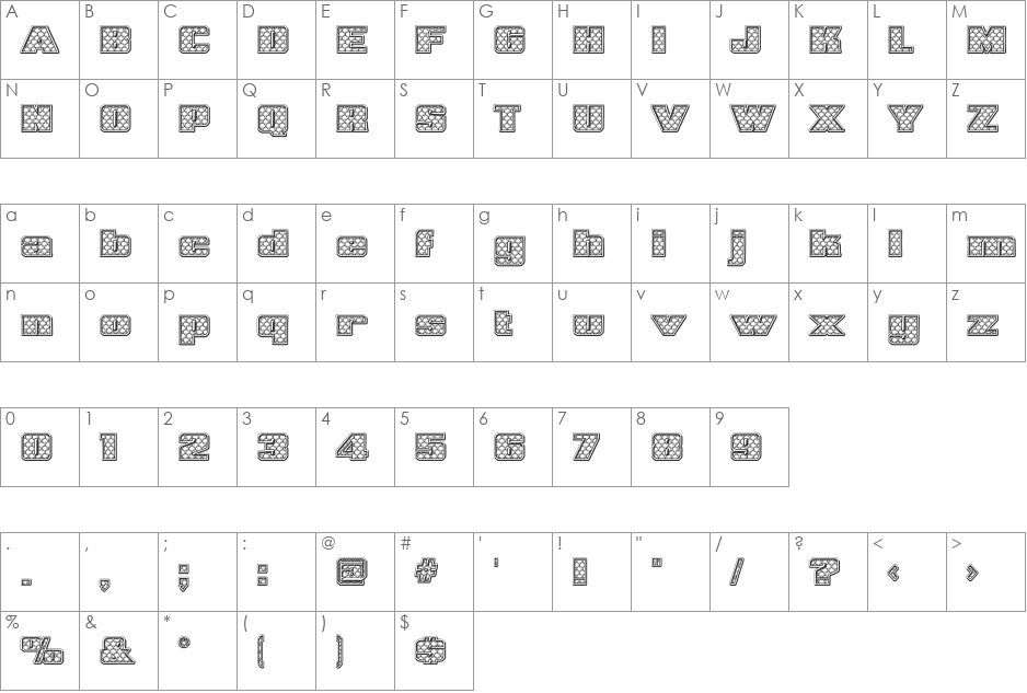 Triad 'ChainLinq font character map preview