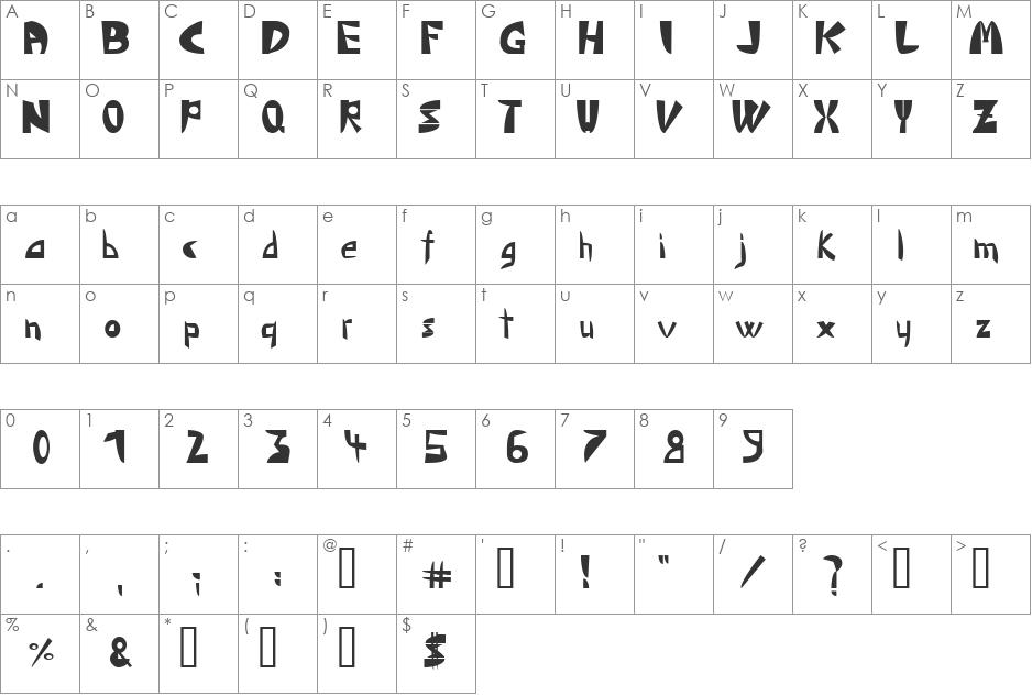 Triangle font character map preview
