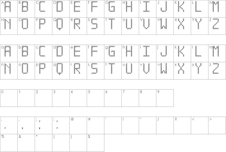 Triangled tfb font character map preview