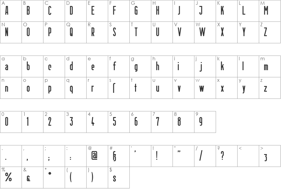 Berlin Email Bold font character map preview