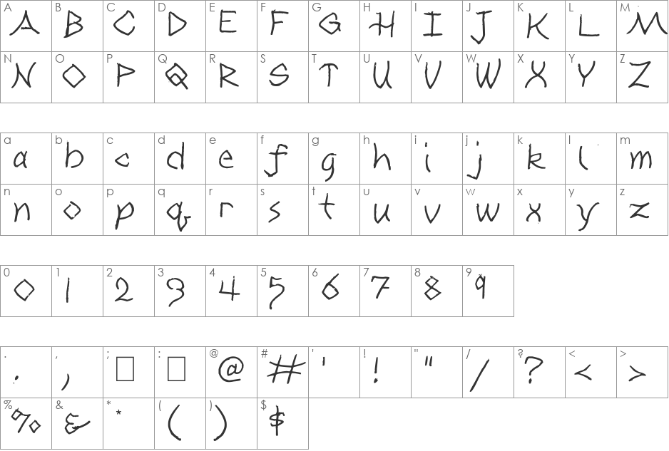 Tribal Schoolhouse font character map preview