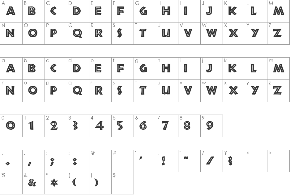 Tribeca font character map preview