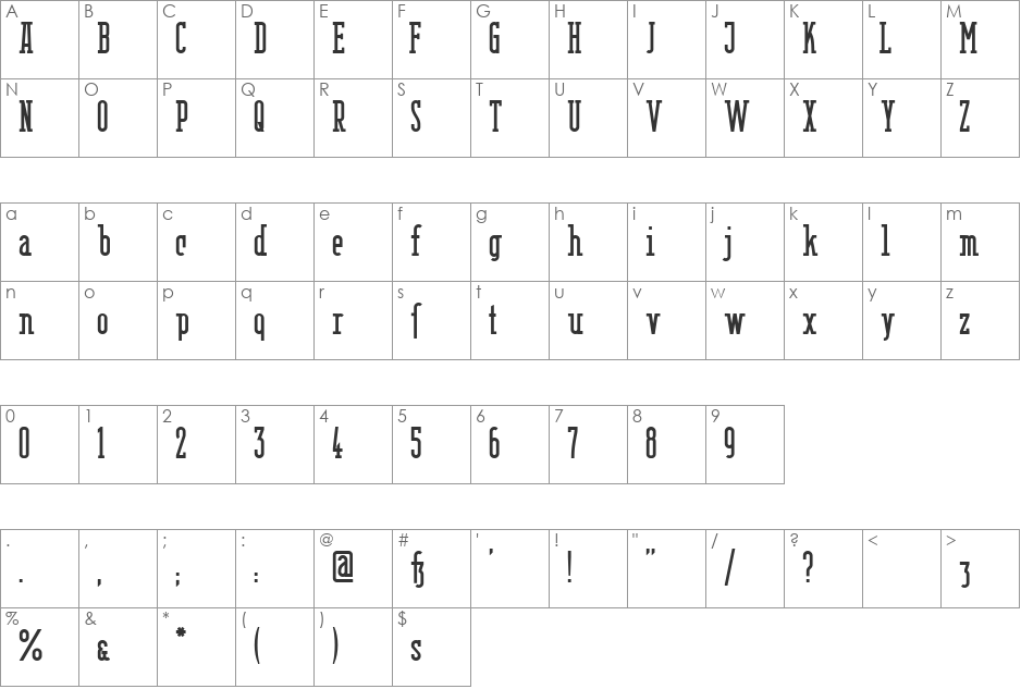 Berlin Email Serif font character map preview