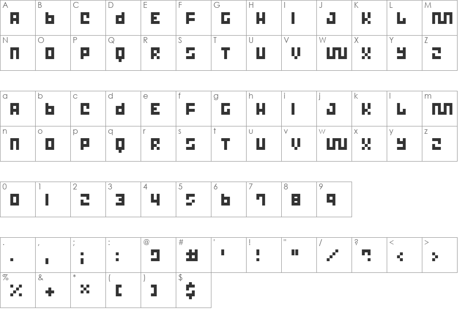 Trick font character map preview