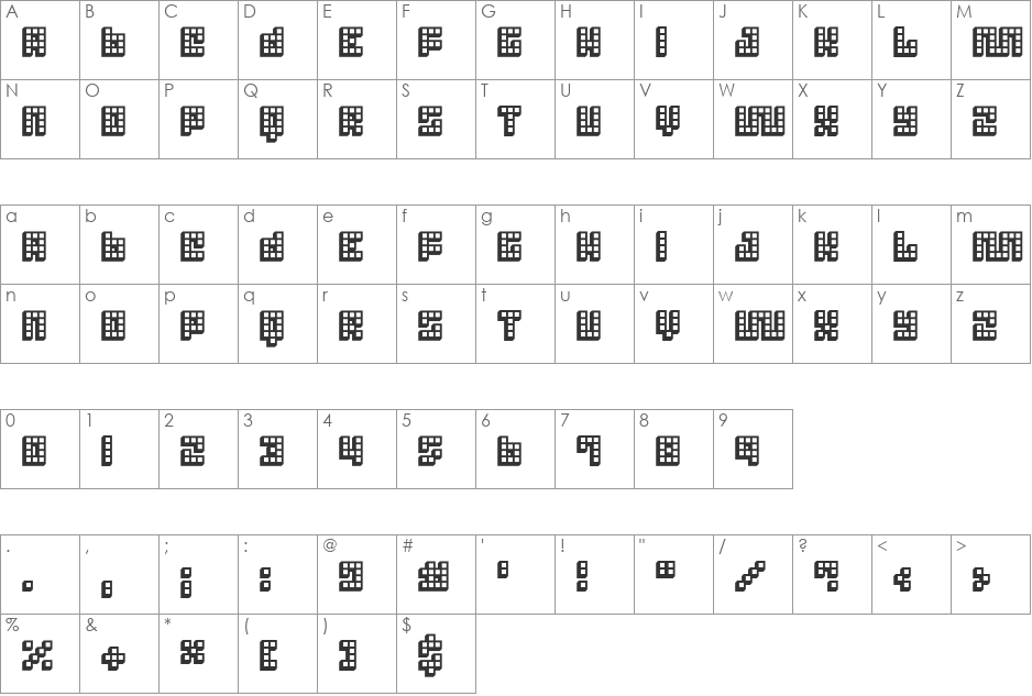 Trick 3D font character map preview