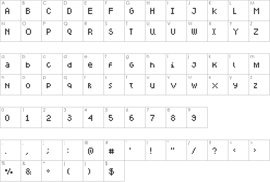 tridixie font character map preview