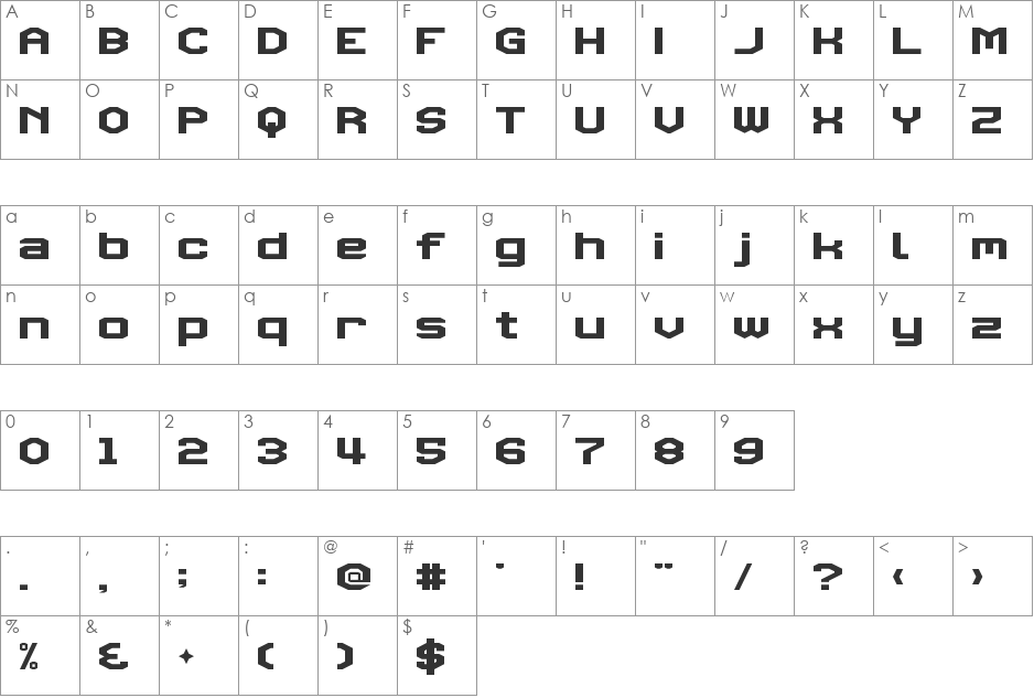 Triggering Fanfares font character map preview