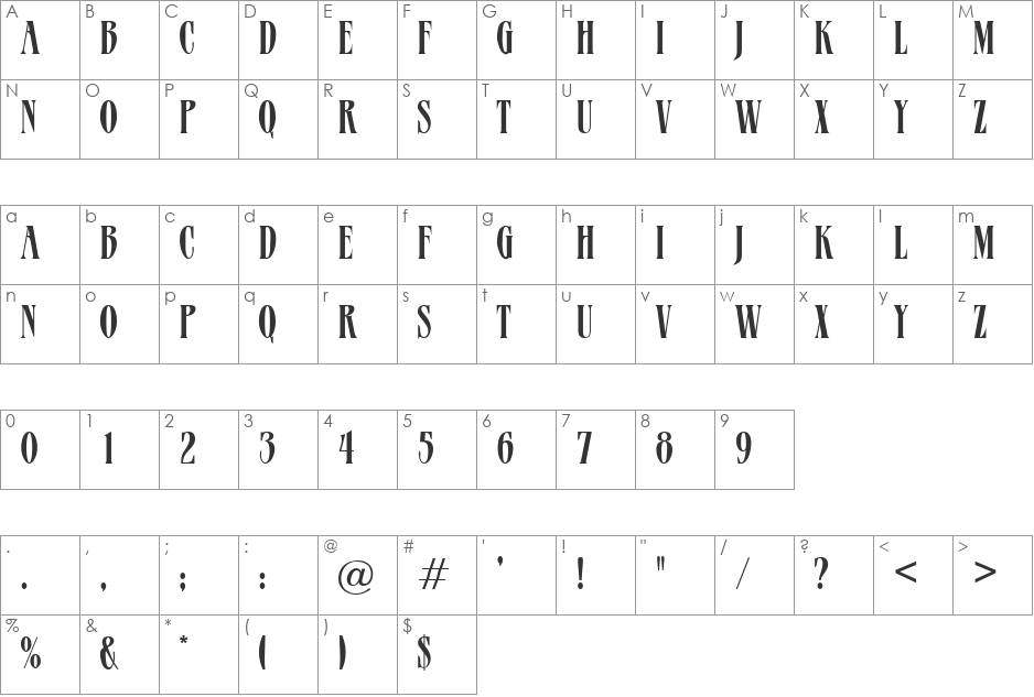 Aegina font character map preview