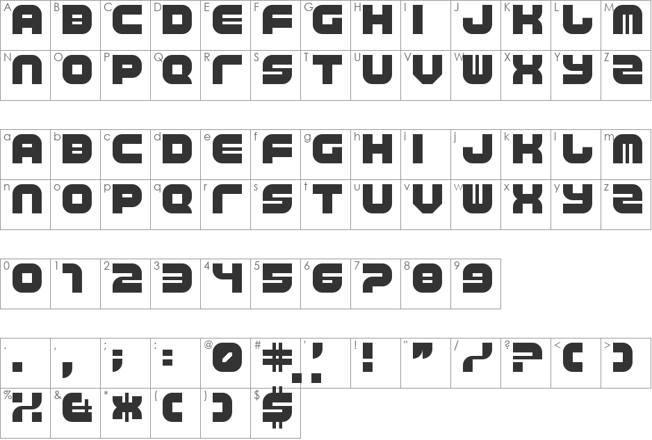 Trip Trap font character map preview