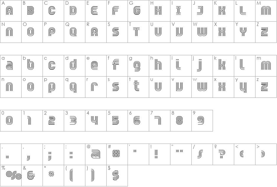 Trisect font character map preview