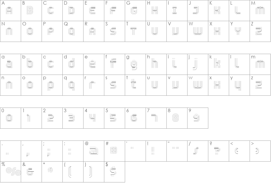 Trisect font character map preview