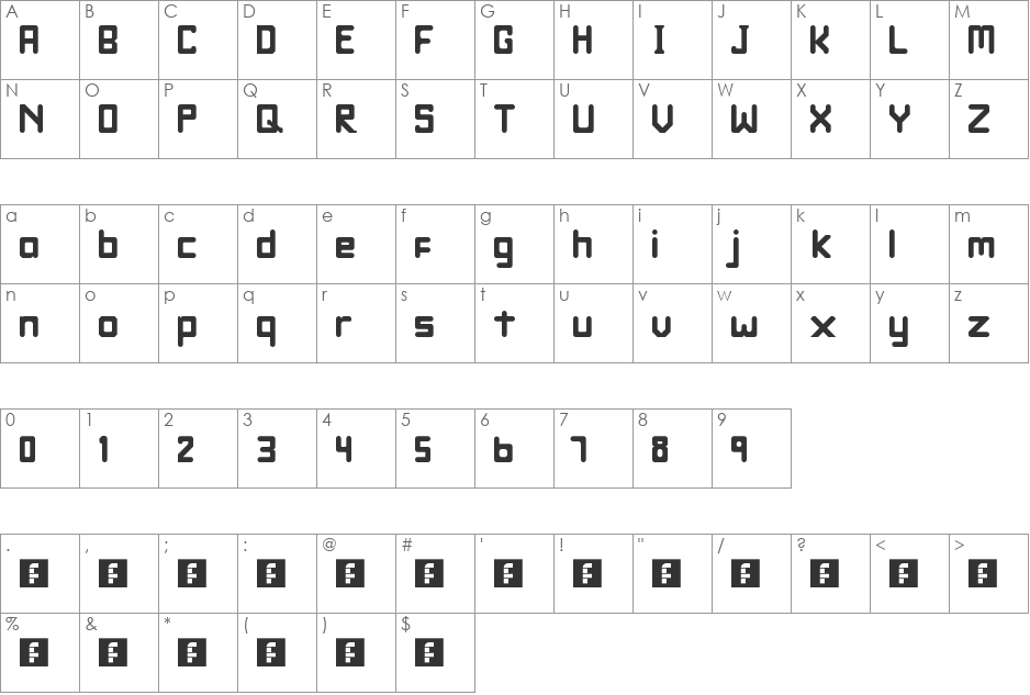 TRIXIEMIX font character map preview