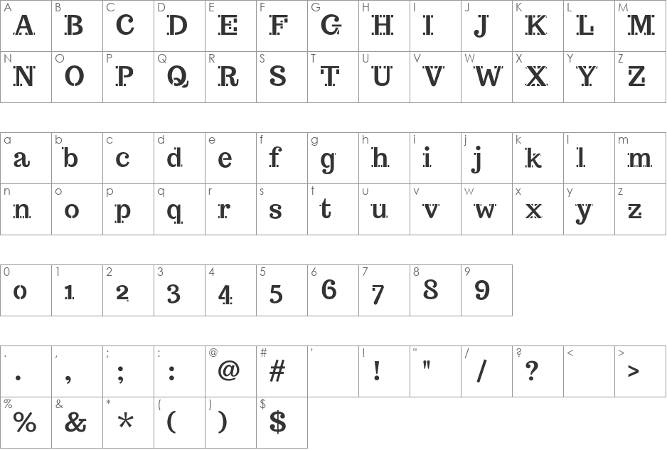 Trocchi font character map preview