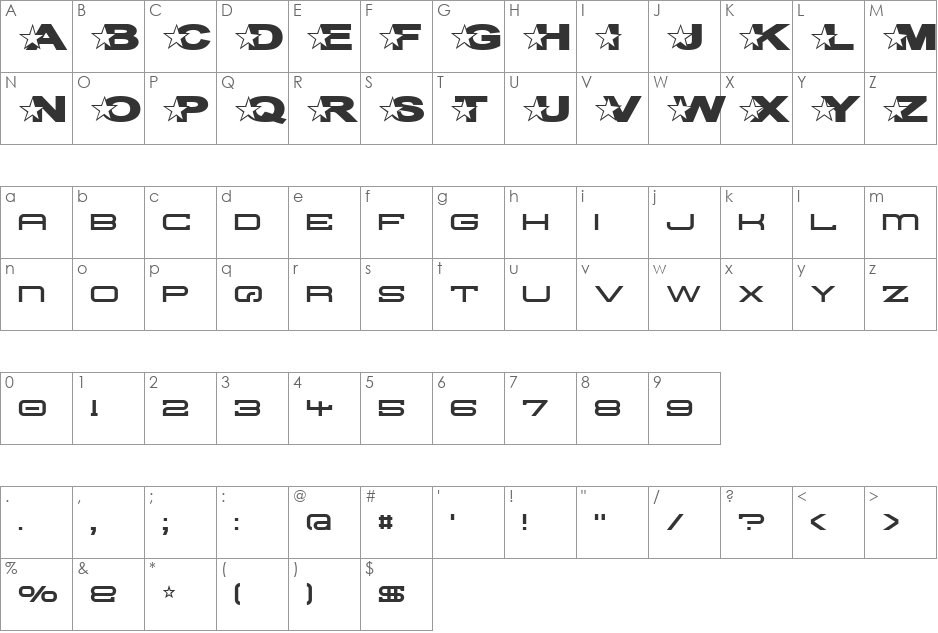 Troglodyte Pop font character map preview